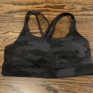 Lululemon size 6 black camo energy bra